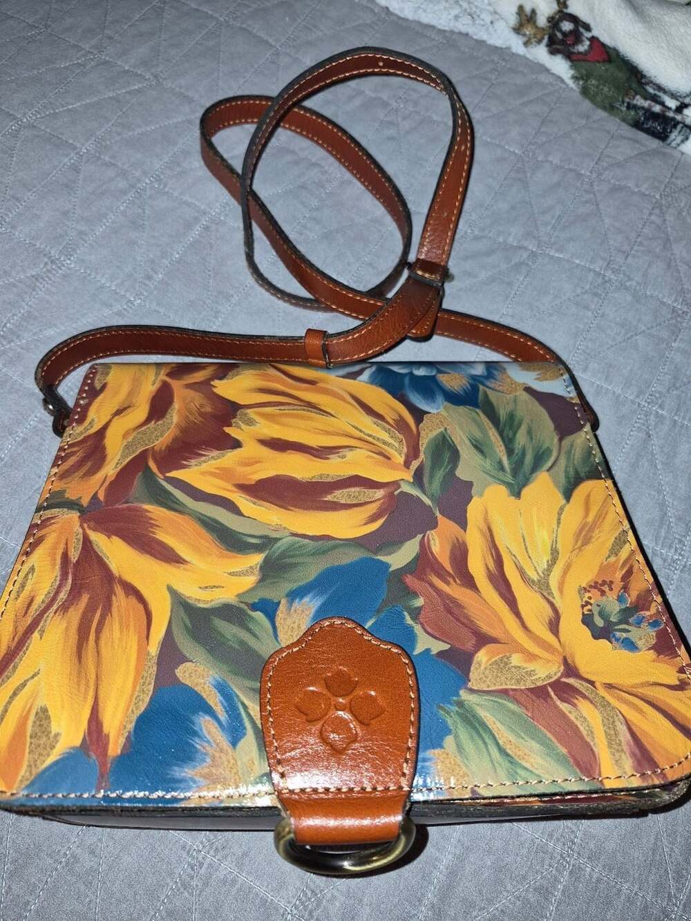 Patricia Nash Lanza Crossbody Bag Marigold Harvest Floral Leather